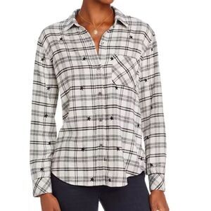 Rails Milo Black/ White Milo Plaid Print Flannel Shirt Size Extra Small